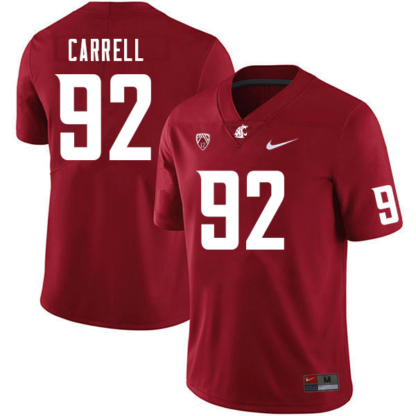 Men #92 Sam Carrell Washington State Cougars College Football Jerseys Sale-Crimson